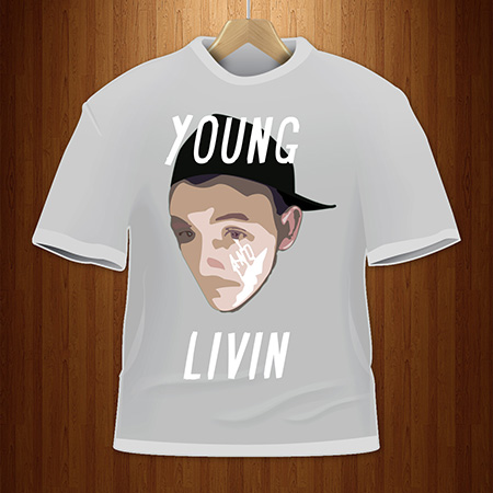 Young And Living T-Shirt Design produced for Tommy Johnson.